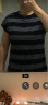 PHJ 短袖T恤女夏季新款韩版修身显瘦条纹半袖体桖衫中年女士圆领上衣 灰条纹 XL 实拍图