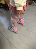米高輪滑鞋兒童溜冰鞋女童初學(xué)中小學(xué)滑輪滑冰旱冰鞋直排輪S3套裝粉S 曬單實(shí)拍圖