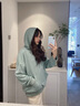 韓璐嬌 衛(wèi)衣女套裝22年春秋季新款女裝韓版學(xué)生寬松時尚氣質(zhì)百搭連帽衛(wèi)衣休閑垂感闊腿褲洋氣減齡兩件裝潮 水綠色衛(wèi)衣+米杏闊腿褲 M(建議100-115斤) 曬單實(shí)拍圖