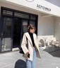 拉夏貝爾（La Chapelle）短外套女裝新品2025年春秋新款韓版寬松時尚小個子外套風(fēng)衣上衣女 米白色 L 曬單實拍圖
