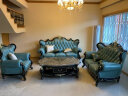伯爵华府 沙发 欧式沙发组合 客厅实木真皮沙发雕花大户型 欧美别墅沙发 HT-8052沙发/双人位(蓝绿) 实拍图