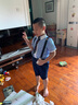 蘿卜唄唄 兒童套裝禮服男童演出服夏季背帶女童幼兒園中小學(xué)生校服主持合唱服裝韓版英倫春夏 男童藍色（襯衫+短褲+領(lǐng)帶+背帶+襪子） 140cm建議體重50-58斤 曬單實(shí)拍圖