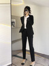 金蒂情（JINDIQING）春裝新款大學生職業(yè)裝女裝長袖小西裝女士正裝工作西服 黑色西裝+西褲 L(建議100-110斤) 曬單實拍圖