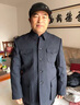 CANDYPRINCE 中山裝男裝 老式中山服套裝 中老年爸爸裝 老年人衣服 爺爺裝 麻灰(春秋款)-上衣+褲子 2XL /180-(體重150-160斤) 曬單實(shí)拍圖