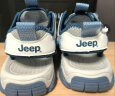 Jeep吉普男童凉鞋新款旋钮运动小孩鞋子2024夏款透气儿童包头沙滩鞋子 白灰兰 30码  内长19.5CM 实拍图