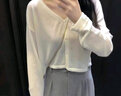 妍莉芬 休閑褲女秋裝小個(gè)子氣質(zhì)時(shí)尚休閑女裝套裝御姐闊腿褲兩件裝褲子 白色開(kāi)衫+灰色西褲 S 曬單實(shí)拍圖