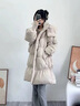 鴨鴨（YAYA）羽絨服女中長(cháng)款2024冬季新款韓版極寒時(shí)尚寬松連帽收腰顯瘦外套 咖色 L 【建議體重120-140斤】 曬單實(shí)拍圖