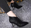 NINE WEST/玖熙美國品牌短靴女春夏新款時裝靴尖頭小短靴細高跟皮靴踝靴 黑色 34 (220mm) 曬單實拍圖