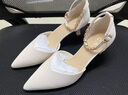 卓詩(shī)尼包頭涼鞋女2025年春夏季新款細跟尖頭單鞋子仙女風(fēng)一字帶高跟鞋女 米白色 39 曬單實(shí)拍圖