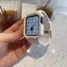 PENC IWATCH適用蘋(píng)果手表apple watch s9/8/7新款一體表帶運動(dòng)iwatch6/5/4非原裝se2男女裝甲創(chuàng  )意表殼專(zhuān)用配件 電子風(fēng)-云霧白【一體表帶】 42/44/45mm表盤(pán)通用 曬單實(shí)拍圖