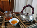 茂林銀樓銀壺999足銀泡茶壺燒水壺純手工一張打藤編日式茶道家用銀器 大號銀壺約400g-415g 禮盒+證書(shū) 曬單實(shí)拍圖