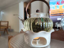 瓷牌茗茶具（cipaiming teaset）玻璃茶壺耐高溫家用煮茶器防燙提梁壺茶托整套現(xiàn)代輕奢高檔溫茶器 透明菊瓣提梁白描金玲瓏荷葉臺(tái)匙 曬單實(shí)拍圖