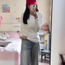 妙奕嘉長袖t恤上衣打底衫女修身內(nèi)搭白色春季緊身顯瘦正肩可外穿衣服 圓領(lǐng)正肩長袖T恤【白色】 M 【建議體重90-105斤】 曬單實(shí)拍圖
