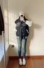 Teenie Weenie小熊春季學(xué)院風(fēng)休閑紅色棒球服保暖棉服棉襖外套女裝 黑色 S (160) 曬單實(shí)拍圖