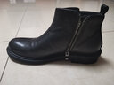 羚步 切爾西男靴英倫風(fēng)真皮馬丁靴男靴子中幫秋冬季休閑韓版短靴潮皮靴高幫皮鞋 黑色（加絨款） 40 曬單實(shí)拍圖
