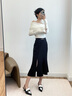 EP雅瑩女裝 三醋酸高腰黑色魚尾半身裙鈴蘭裙 秋裝商場(chǎng)同款3201A 黑色 S 曬單實(shí)拍圖