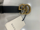 GUCCI 古馳 女士皮革皮帶腰帶雙G 黑色2cm 3cm 4cm 做舊款414516 AP00T 1000-3cm 80cm(適合29-30褲圍） 曬單實(shí)拍圖