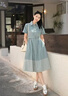 對(duì)白復(fù)古懷舊拼接牛仔連衣裙女2025夏季新款氣質(zhì)休閑藍(lán)色襯衫裙子 懷舊牛仔藍(lán) L 曬單實(shí)拍圖