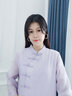 子牧棉麻夏裝 女時(shí)尚立領(lǐng)套頭七分袖盤(pán)扣有內襯百搭連衣裙0763 淺紫色 M(建議105斤以?xún)? 曬單實(shí)拍圖