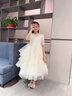 小咔衣濃（Xiaokayinong）兒童禮服公主裙長(cháng)袖花童婚禮蓬蓬紗女童主持人鋼琴演奏演出服夏季 香檳色L068中袖長(cháng)款 160 曬單實(shí)拍圖