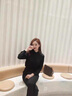 蔻伊婭休閑襯衫女長(zhǎng)袖2025年春秋新款純色上衣修身顯瘦襯衣女法式女裝 藏青色 S 曬單實(shí)拍圖