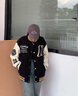 Foss Phil男裝棒球服男女情侶春秋季潮牌拼接皮革新款美式潮流外套男士學(xué)生 JZL-JK8886黑色 XL 曬單實(shí)拍圖