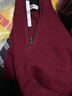 恒源祥100%羊毛衫男式高領(lǐng)拉鏈加厚毛衣保暖上衣HJ215 深紅 175/92A  曬單實(shí)拍圖