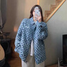 TAGD中國 復古個性麂皮撞色翻領夾克春秋季寬松休閑百搭外套男女同款 藍色（款式偏寬松） M （建議身高165-175） 曬單實拍圖