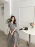 佰藍嬌2025夏季女裝新款高端洋氣質(zhì)小個(gè)子法式連衣裙溫柔風(fēng)仙女裙子夏天 灰色 M 曬單實(shí)拍圖