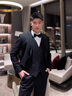 皮爾卡丹（pierre cardin）西服套裝男士商務(wù)修身職業(yè)正裝小西裝男伴郎服裝新郎結(jié)婚禮服外套 黑色雙扣【西服+西褲+馬甲+襯衫+領(lǐng)帶+禮盒裝】 XL 175【適合115-130斤】 曬單實(shí)拍圖
