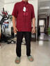 Fazeya恒源祥集團唐裝男短袖套裝中老年冰絲T恤中國風(fēng)漢服男爺爺薄款 2031紅色套裝 XL (52)（建議140-160斤） 曬單實(shí)拍圖