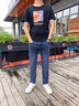 JEEP SPIRIT吉普牛仔褲高端夏季薄款男士新款男修身直筒男褲潮牌休閑長褲男裝 深藍(lán)色【9019B夏季】 薄款 32 曬單實(shí)拍圖