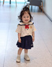 幼歌（YOUGE）嬰幼兒泰迪熊學(xué)院風(fēng)套裝兒童可愛口袋海軍領(lǐng)上衣百褶裙 藏青色百褶裙 80 cm 曬單實拍圖