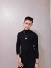 策息加絨保暖長袖t恤針織衫毛衣秋冬打底衫上衣半高領(lǐng)修身內(nèi)搭T恤 咖啡色+黑色 XL -建議110-140斤左右 曬單實拍圖