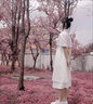 OLOEY甜美學(xué)院風(fēng)蝴蝶結(jié)假兩件拼接連衣裙女學(xué)生韓版高腰顯瘦蓬蓬初戀裙 假兩件連衣裙 L 曬單實(shí)拍圖