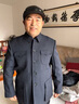 CANDYPRINCE 中山裝男裝 老式中山服套裝 中老年爸爸裝 老年人衣服 爺爺裝 麻灰(春秋款)-上衣+褲子 2XL /180-(體重150-160斤) 曬單實(shí)拍圖