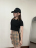 博柏利（BURBERRY）【禮物】女裝 側邊條紋 Vintage 格紋彈力棉質(zhì)短褲 曬單實(shí)拍圖