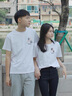 MDlila【兩件】情侶裝衣服夏季裝短袖t恤2026新款一男一女套裝班服定制 幸運男白+遇見(jiàn)女白 L 男/女M 曬單實(shí)拍圖