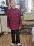 拾福中老年唐裝情侶裝老人祝壽生日喜慶服裝秋冬男女80大壽中國風(fēng)男裝 酒紅+黑褲套裝 常規 XL 男款 180(144-159斤） 曬單實(shí)拍圖