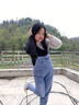 歐潤娜 牛仔背帶褲女韓版寬松洋氣減齡春季新款時尚春秋套裝 單黑褲 M（106-115） 曬單實拍圖