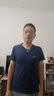 梵登諾（FANDENGNUO）夏季莫代爾新款v領(lǐng)男士修身短袖t恤透氣半截袖上衣服潮流原創(chuàng)男裝 白色+藏青 L【120-135斤】 曬單實(shí)拍圖