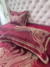 歐式高檔婚慶全棉四件套200支純棉貢緞提花被套奢華別墅床上用品 以夢(mèng)為馬-寶石紅【高檔床品】 1.5米床單款 (適合被芯200*230) 曬單實(shí)拍圖