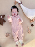 湯尼倍兒 德絨秋冬季嬰兒連體衣女寶寶打底加厚保暖睡衣家居爬服 粉紅色 66cm 曬單實(shí)拍圖