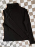 嫻柔螺紋半高領(lǐng)打底衫女內搭秋冬新款黑色長(cháng)袖t恤春夏緊身正肩上衣女 黑色【半高領(lǐng)】 S 曬單實(shí)拍圖