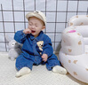 G.DUCKKIDS嬰兒衣服春裝長袖兒童裝百天男寶寶牛仔連體衣帥氣哈衣春秋款幼兒 深藍色 90cm 建議年齡1歲半-2歲 曬單實拍圖