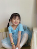 艾舞戈兒童舞蹈服女童芭蕾舞練功裙跳舞軟紗裙蓬蓬裙幼兒中國(guó)舞連體服 淺藍(lán)-短袖 120 碼（高105-110cm重30-38斤） 曬單實(shí)拍圖