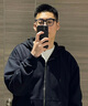 WHIM NASA春秋季連帽外套男女款情侶裝休閑寬松夾克潮流開衫衛(wèi)衣上衣服 杏色 XL 曬單實(shí)拍圖