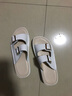 百林猴拖鞋女夏防滑一字拖孕婦軟底媽媽拖真軟皮休閑厚底女生平跟沙灘鞋 白色 36 曬單實(shí)拍圖