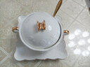 穆尼生活 歐式宮廷金邊帶蓋雙耳碗家用蒸蛋碗甜品碗湯碗陶瓷燕窩燉盅 蝴蝶帶蓋雙耳碗-白色 曬單實(shí)拍圖