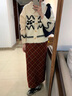 DXOT韓版軟糯櫻桃刺繡長(cháng)袖針織毛衣女2025新款慵懶風(fēng)牛角扣開(kāi)衫上衣潮 米白色 M 45-55kg 曬單實(shí)拍圖